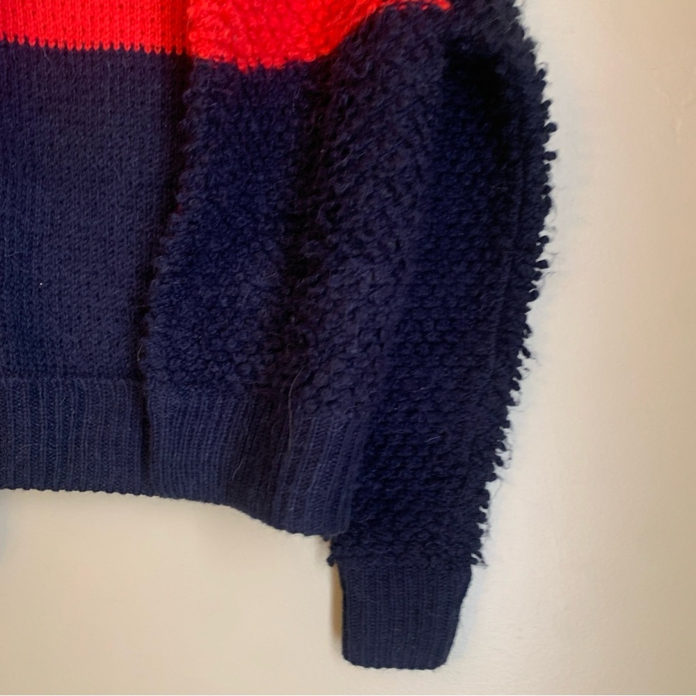 Gap Chunky Knit Red Navy Colorblock Cardigan Sweater Sz xs Popcorn Retro - Picture 4 of 7